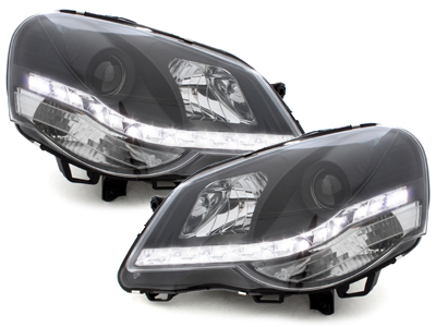 LED TAGFAHRLICHT Scheinwerfer für VW Polo 9N3 05-09 schwarz Hella