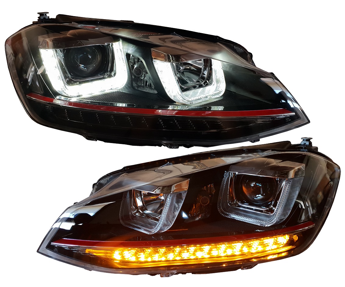 LED TAGFAHRLICHT Scheinwerfer für VW Golf 7 12-17 dynamischer LED-Blinker rot