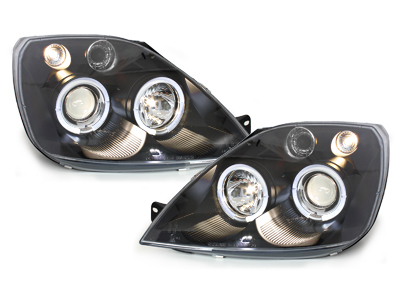 Scheinwerfer für Ford Fiesta 01-05 2 LED Standlichtringe schwarz