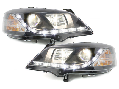 LED TAGFAHRLICHT Scheinwerfer für Opel Astra G 98-04 black schwarz
