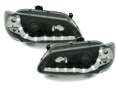 Scheinwerfer für Renault Megane 96-99 Tagfahrlicht-Optik schwarz