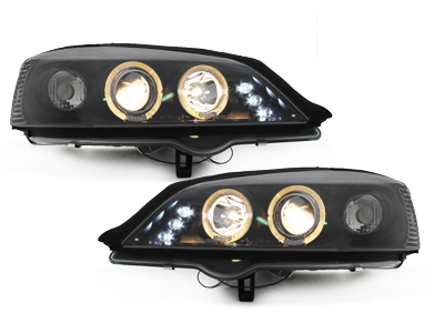 LED Angel Eyes Scheinwerfer für Opel Astra G 98-04 schwarz