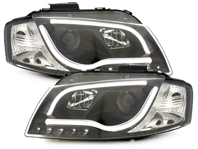 Lightbar Tagfahrlicht Scheinwerfer für AUDI A3 8P 03-08 schwarz