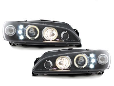 LED Angel Eyes Scheinwerfer für Peugeot 306 97-01 schwarz