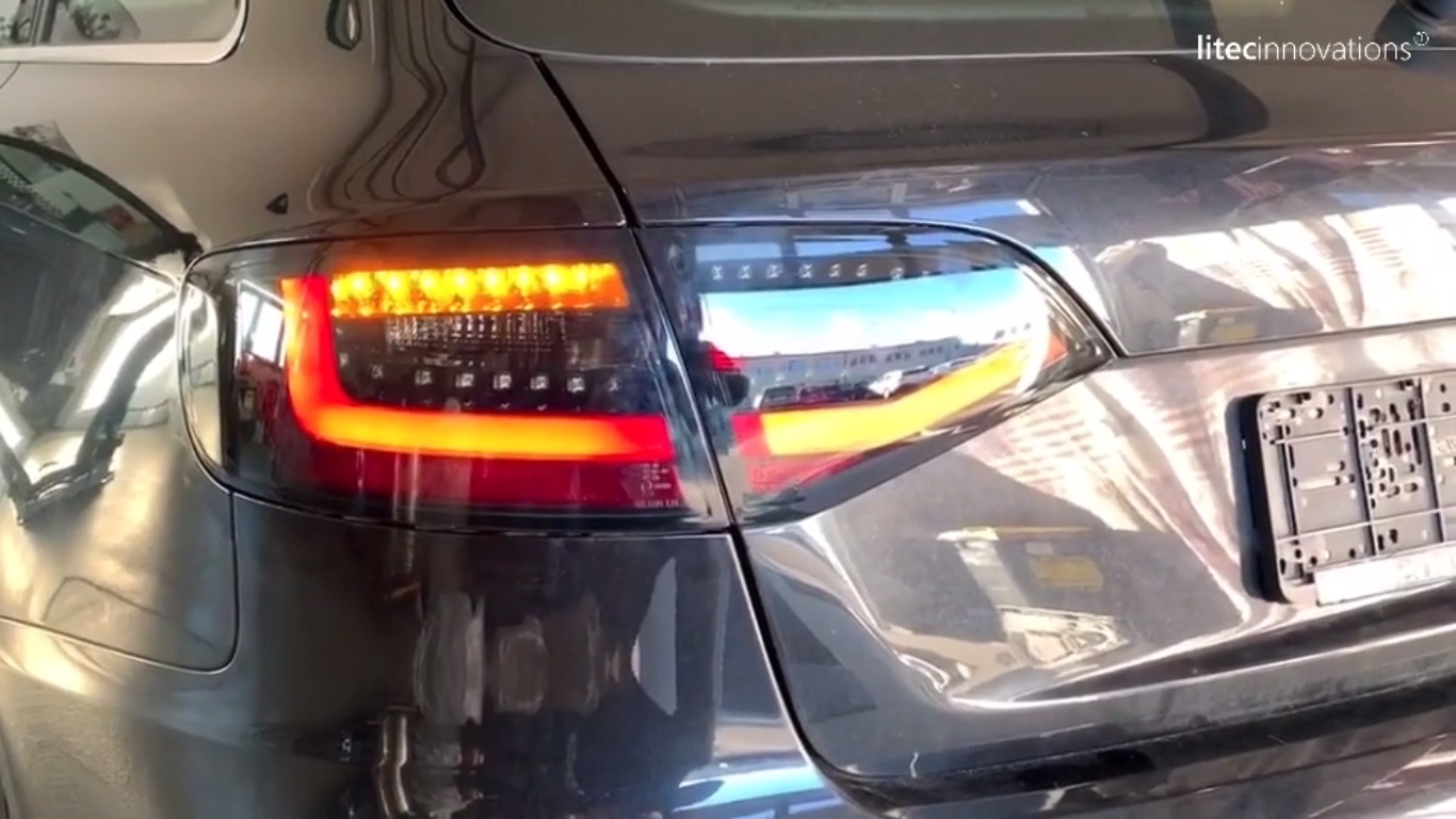 LITEC LED Rückleuchten schwarz mit dynamischem Blinker für Audi A4 B8 8K 08-11 Avant mit Halogen
