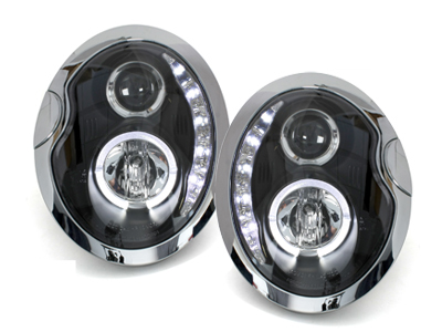 Scheinwerfer für Mini 01-06 R50 R52 R53 Tagfahrlicht-Optik schwarz