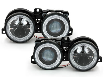 Angel Eyes Scheinwerfer für BMW 3er E30 82-94 schwarz Fadenkreuz