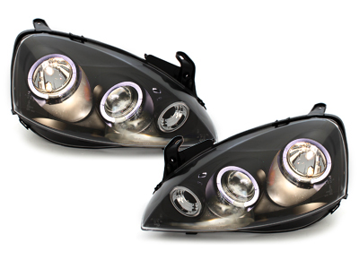 LED Angel Eyes Scheinwerfer für Opel Corsa C 01-06 schwarz