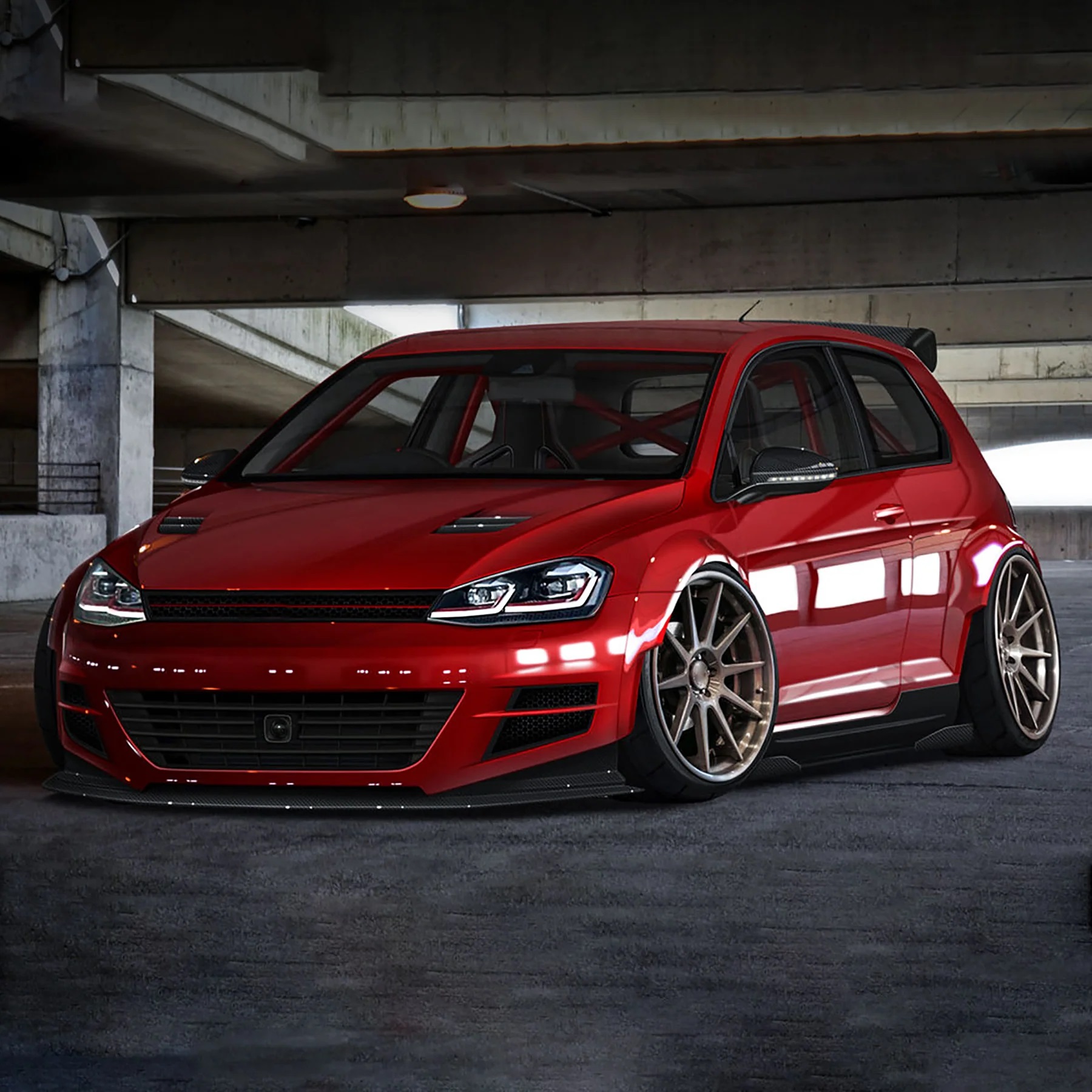 LED TAGFAHRLICHT Scheinwerfer für VW Golf 7 12-17 LED-Blinker Facelift-Optik rot