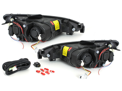 LED Angel Eyes Scheinwerfer für Peugeot 206 98-07 schwarz Depo