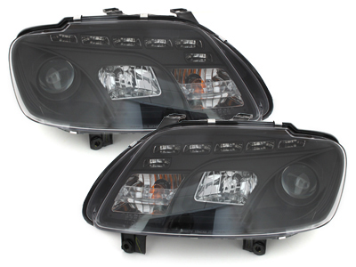 Scheinwerfer für VW Caddy 03-09 Tagfahrlicht-Optik schwarz