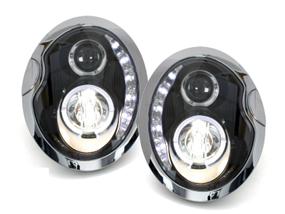 Scheinwerfer für Mini 01-06 R50 R52 R53 Tagfahrlicht-Optik schwarz