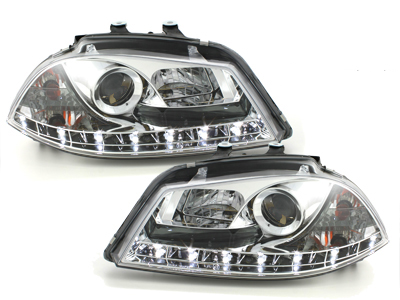 LED TAGFAHRLICHT Scheinwerfer für Seat Ibiza 6L 03-08 chrom
