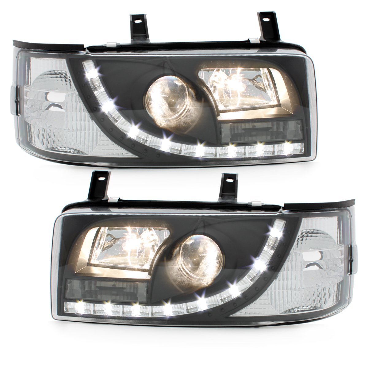 LED TAGFAHRLICHT Scheinwerfer für VW T4 90-03 black schwarz Bus