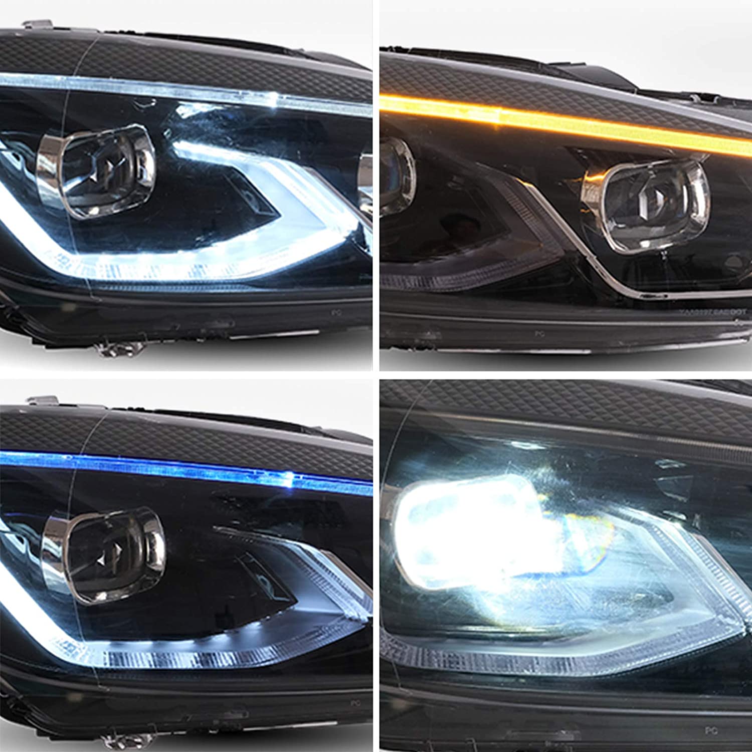 VOLL-LED Scheinwerfer für VW Golf 6 VI 08-12 schwarz sequentieller Start VL