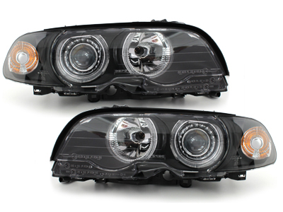 Angel Eyes Scheinwerfer für BMW E46 Coupe und Cabrio 98-03 schwarz DEPO