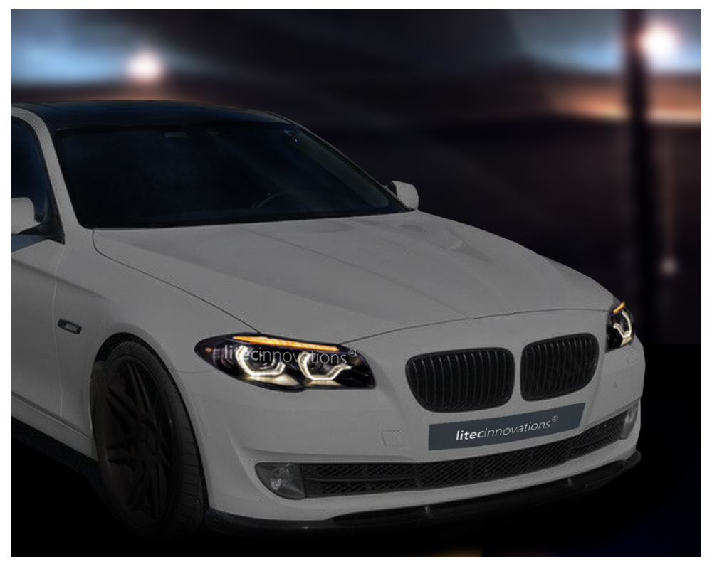 Xenon Scheinwerfer für BMW 5er F10 F11 Bj. 10-13 Led Tagfahrlicht dynamischer Blinker schwarz AFS