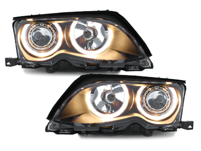 Angel Eyes Scheinwerfer für BMW E46 Limo/Touring 01-03 schwarz Depo