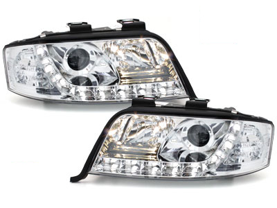 LED TAGFAHRLICHT Scheinwerfer für AUDI A6 4B C5 Facelift 01-04 chrom
