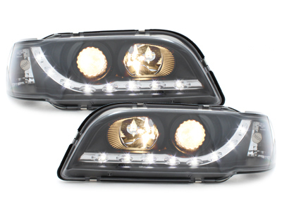 Scheinwerfer für Volvo S40 V40 96-99 Tagfahrlicht-Optik schwarz