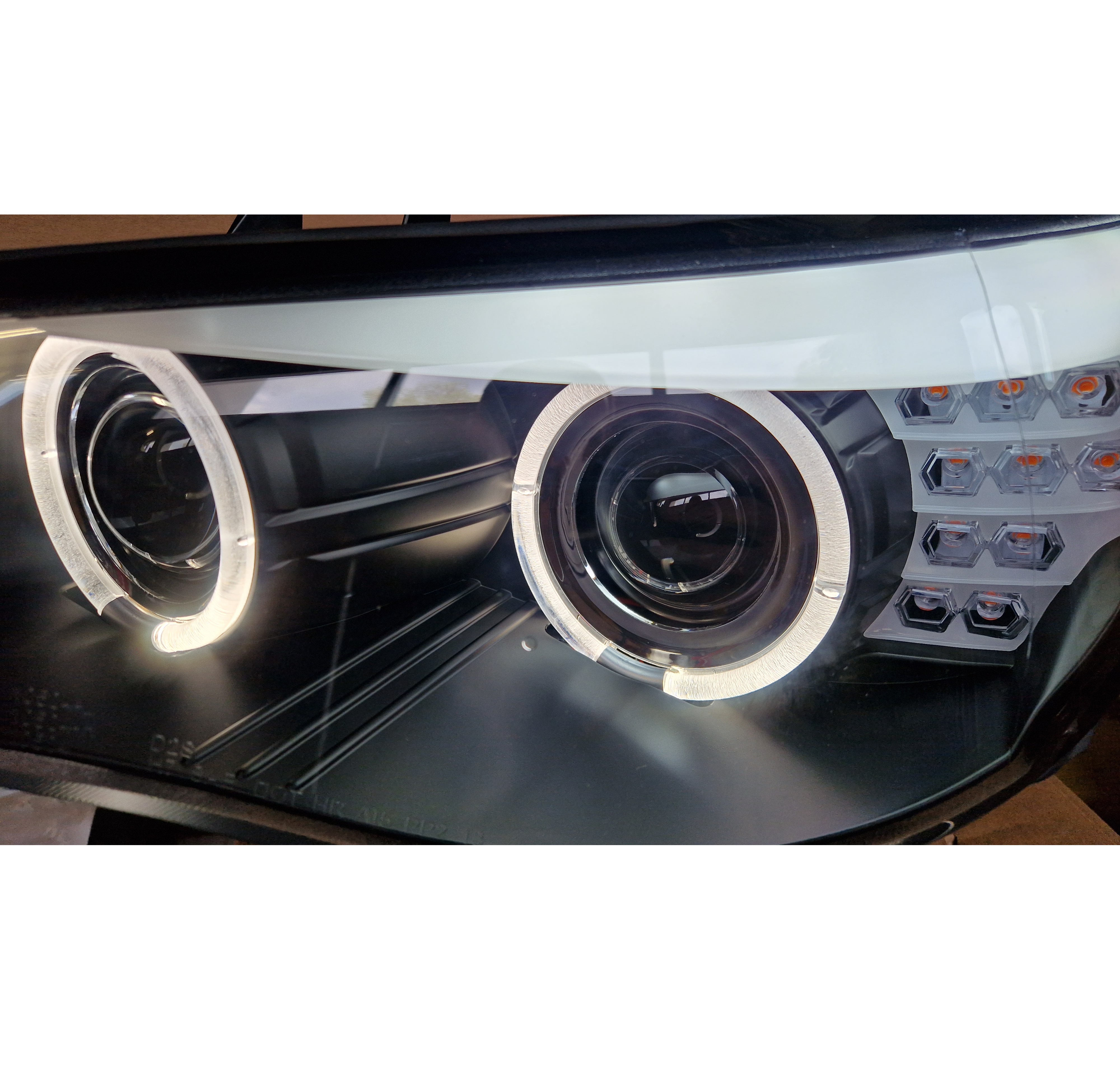 Xenon Scheinwerfer für BMW E60 E61 08-10 schwarz Led Angel Eyes D1S mit AFS