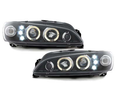 LED Angel Eyes Scheinwerfer für Peugeot 306 97-01 schwarz