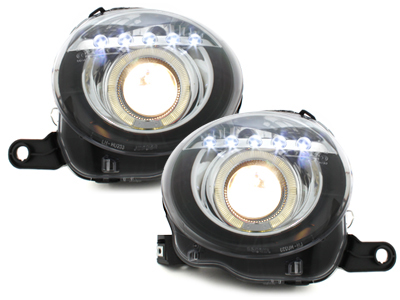 Scheinwerfer für Fiat 500 07-15 Led-Standlicht und Standlichtring schwarz