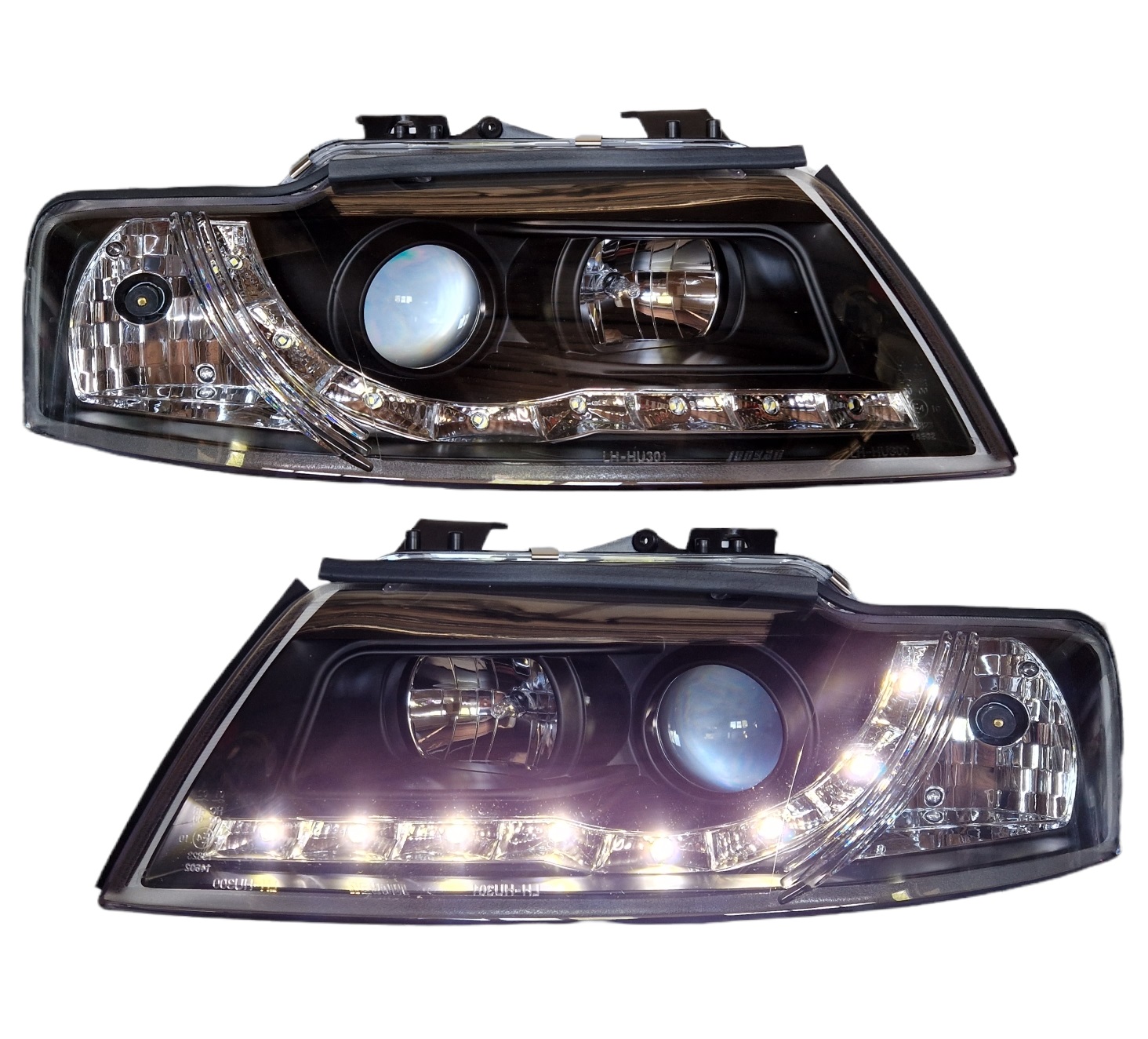 Scheinwerfer für AUDI A4 B6 8E Cabrio 02-05 Tagfahrlicht-Optik schwarz