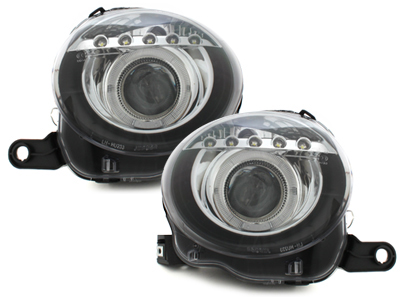 Scheinwerfer für Fiat 500 07-15 Led-Standlicht und Standlichtring schwarz