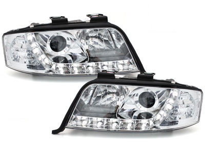 LED TAGFAHRLICHT Scheinwerfer für AUDI A6 4B C5 Facelift 01-04 chrom