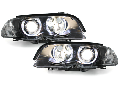 LED Angel Eyes Scheinwerfer für BMW E46 Coupe 98-01 schwarz