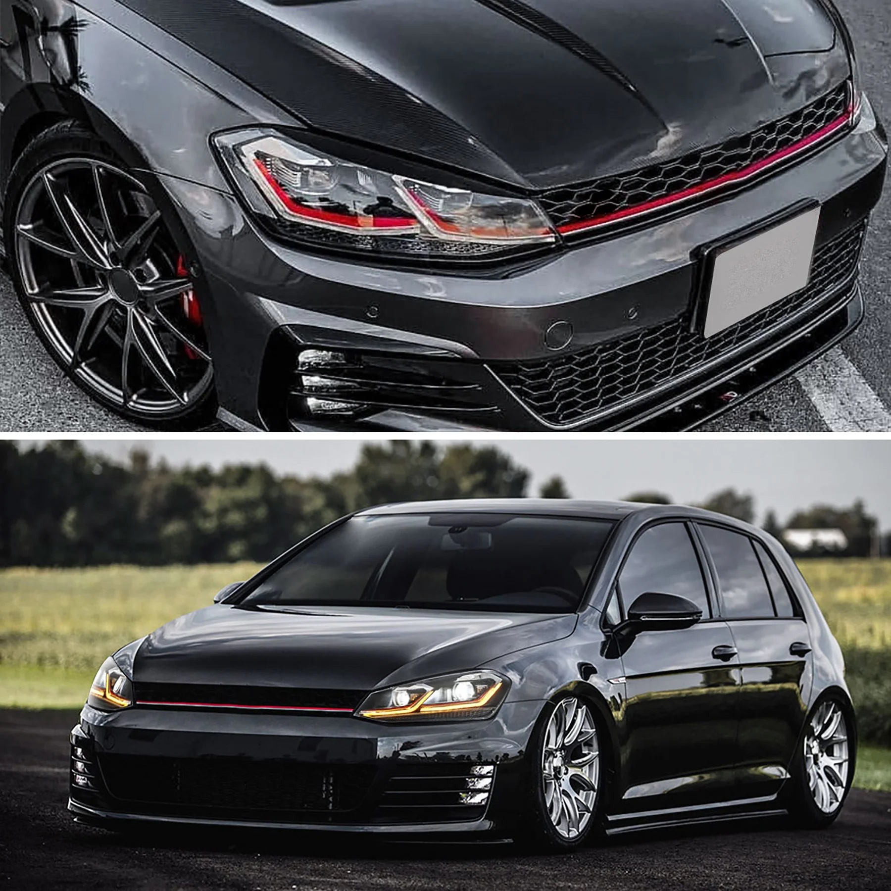LED TAGFAHRLICHT Scheinwerfer für VW Golf 7 12-17 LED-Blinker Facelift-Optik rot