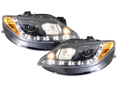 LED TAGFAHRLICHT Scheinwerfer Seat Ibiza 6J 08-12 black schwarz