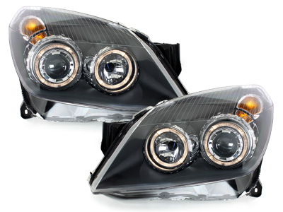 Angel Eyes Standlicht Scheinwerfer für Opel Astra H 04-09 schwarz