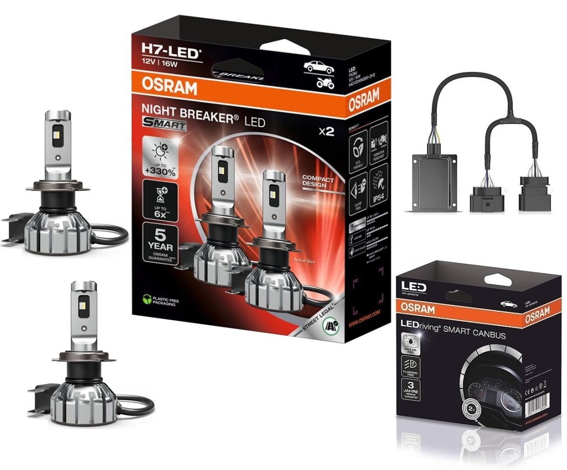 OSRAM NIGHT BREAKER H7 LED 330% Set für Audi Q3 8U 11-14 + Canbus