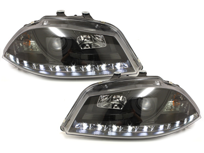 LED TAGFAHRLICHT Scheinwerfer für Seat Ibiza 6L 03-08 black schwarz