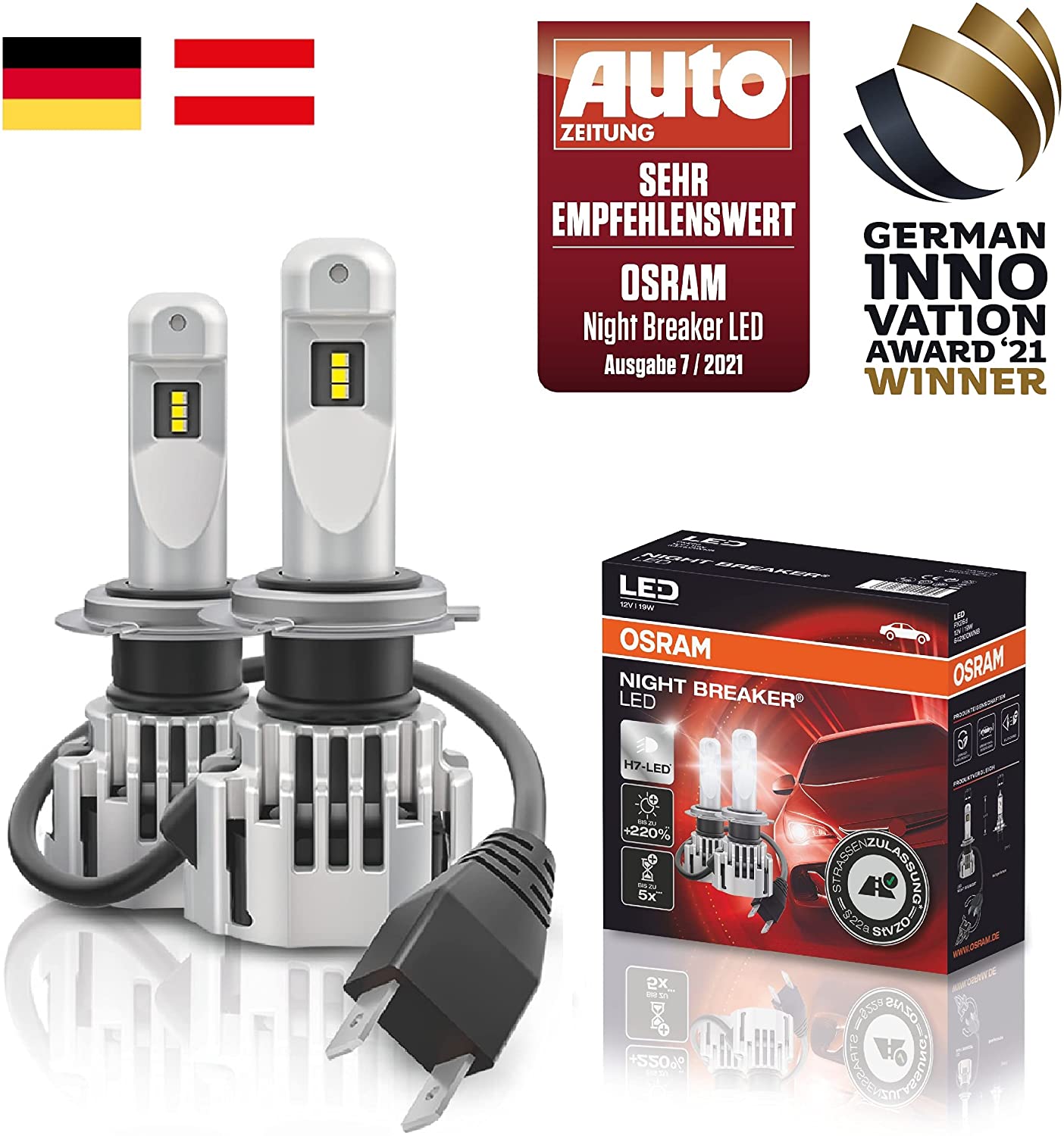 OSRAM NIGHT BREAKER H7 LED 220% Set für Seat Arona KJ ab Bj 2017