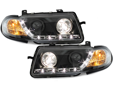 Tagfahrlicht-Optik Scheinwerfer für Opel Astra F 91-94 schwarz