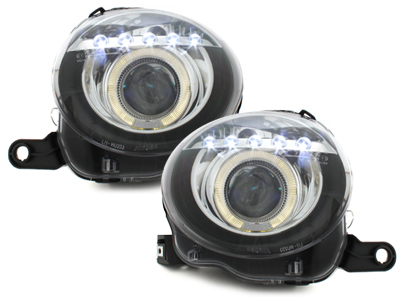 Scheinwerfer für Fiat 500 07-15 Led-Standlicht und Standlichtring schwarz