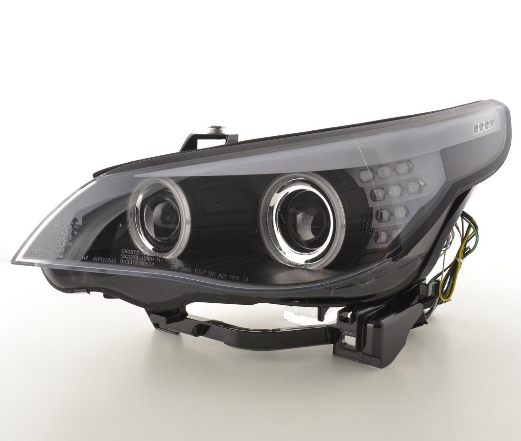 Xenon Scheinwerfer für BMW E60 E61 08-10 schwarz Led Angel Eyes D1S mit AFS