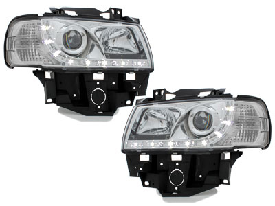Scheinwerfer für VW T4 Bus Multivan 96-03 Tagfahrlicht-Optik chrom