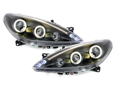 LED Angel Eyes Scheinwerfer für Peugeot 307 01-04.05 schwarz