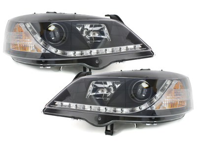 LED TAGFAHRLICHT Scheinwerfer für Opel Astra G 98-04 black schwarz