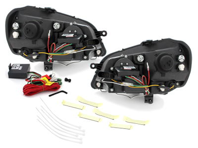 LED TAGFAHRLICHT Scheinwerfer für VW Polo 9N3 05-09 schwarz Hella