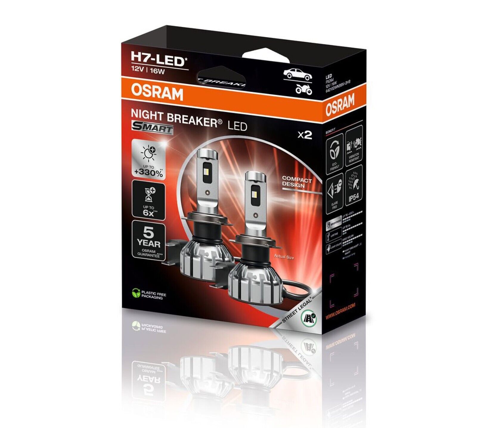 OSRAM NIGHT BREAKER H7 LED 330% Set für Audi A1 8X Facelift 2015-2018