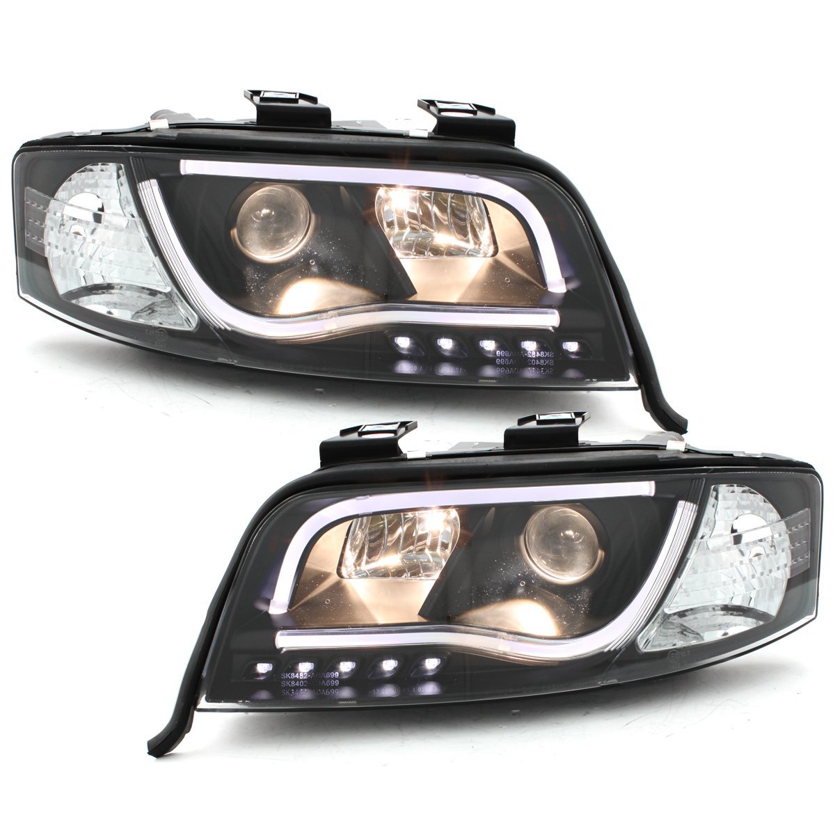 Light-Tube Scheinwerfer für Audi A6 4B C5 97-09/99 schwarz