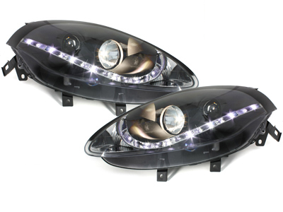 Scheinwerfer für Fiat Bravo 07+ Tagfahrlicht-Optik schwarz