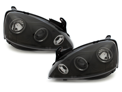 LED Angel Eyes Scheinwerfer für Opel Corsa C 01-06 schwarz
