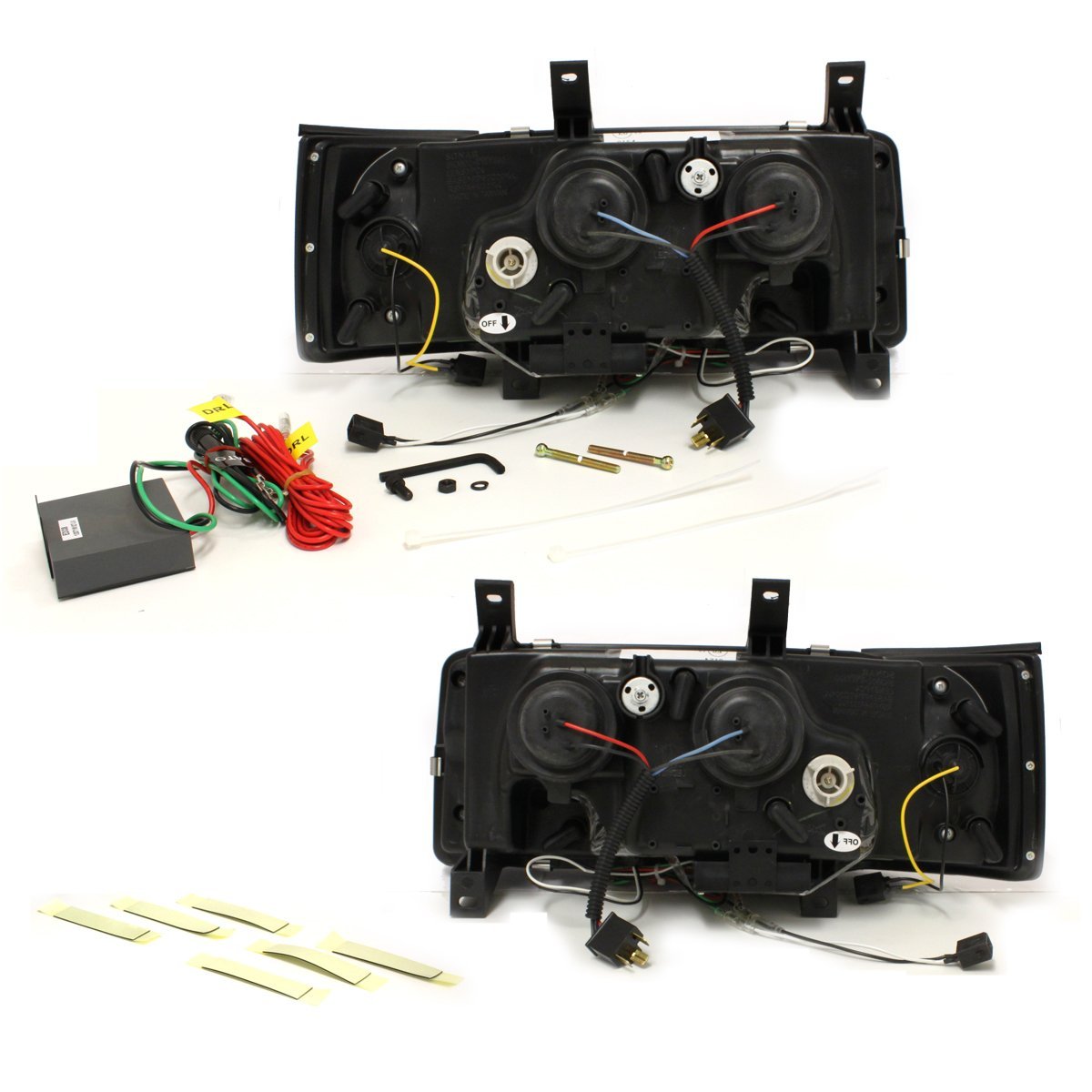 LED TAGFAHRLICHT Scheinwerfer für VW T4 90-03 black schwarz Bus